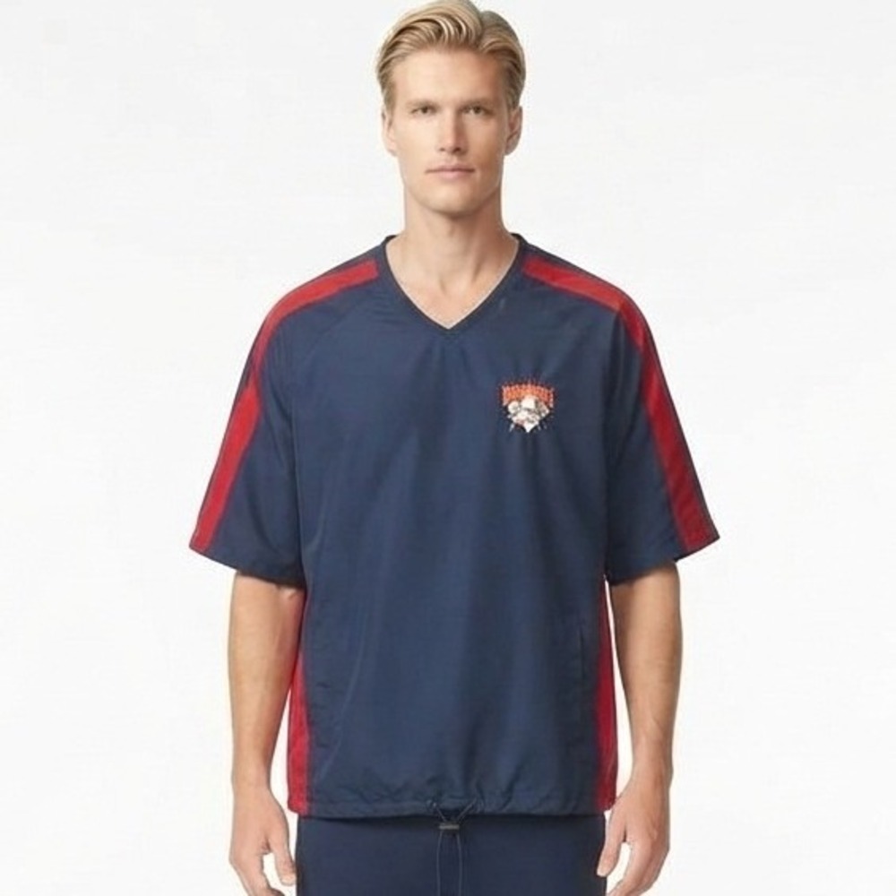 Cooperstown Dreams Park Windbreaker Pullover Men 2XL Navy Red Short Sleeve EUC